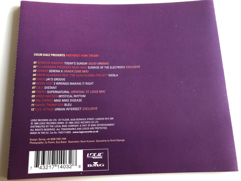  Colin Dale Presents - Abstract Funk Theory / A fusion of TECH-FUNK, HOUSE & ELECTRONICA / KEVIN YOST, DAVID ALVARADO, EBE, IAN O'BRIAN, FIREFLY, YENNER / AUDIO CD 1999 (743217140328)