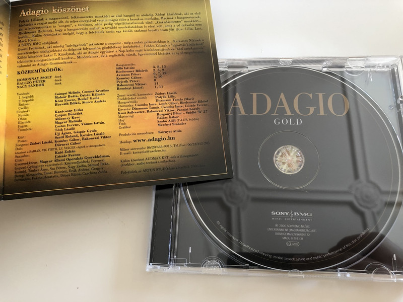 ADAGIO GOLD / AUDIO CD 2006 / Balczó Péter, Homonnay Zsolt, Nagy Sándor / Hungarian Band