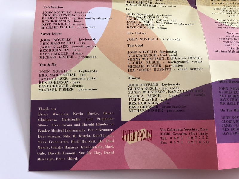 John Novello - On The Other Side / AUDIO CD 1991 / Keyboardist/composer/arranger, and producer / Gloria Rusch - lead vocals / United Project (0035623049129)