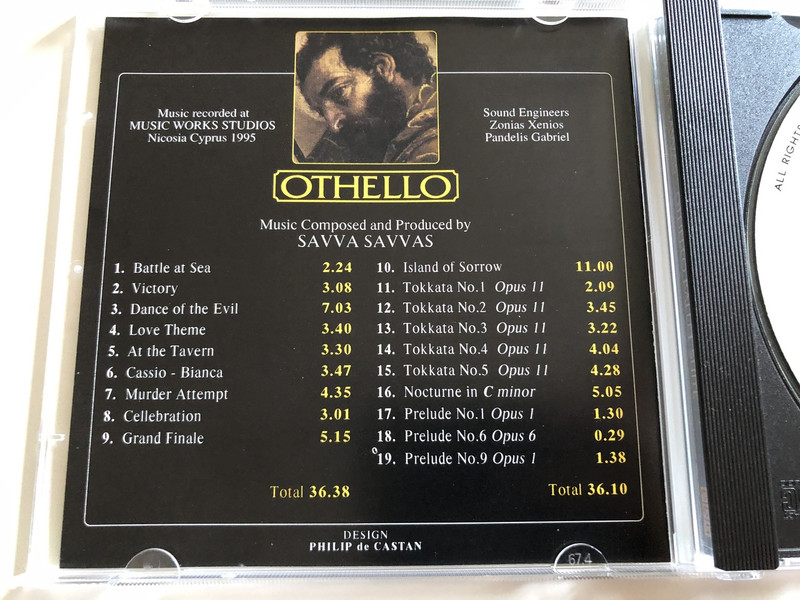 Savva Savvas - Othello / Othello balett Suite, Symphonic Poem "The Island of Sorrow" / Toccatas and Nocturne in C minor / Piano Preludes / Dedicated to Nicholas Economou / AUDIO CD 1995 (8711638200121)