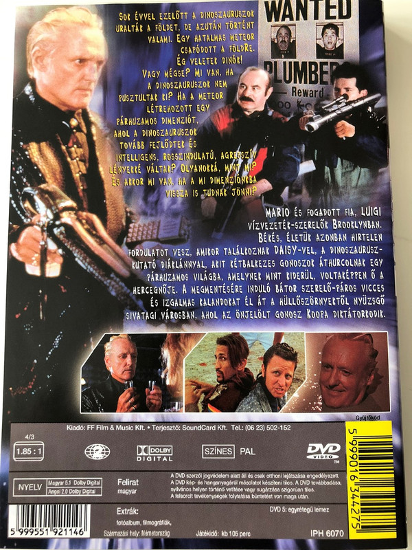 Super Mario Bros DVD 1993 / Directed by Rocky Morton, Annabel Jankel / Starring: Bob Hoskins, John Leguizamo, Dennis Hopper, Samantha Mathis, Fisher Stevens, Fiona Shaw, Richard Edson / Based on Nintendo's Super Mario (5999551921146)