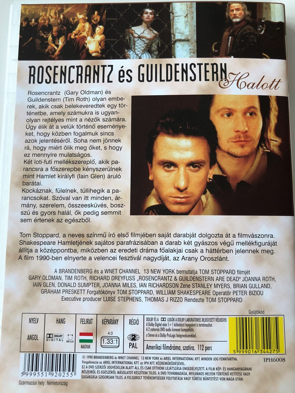 Rosencrantz & Guildenstern Are Dead DVD 1990 Rosencrantz és Guildenstern Halott / Directed by: Tom Stoppard / Starring: Gary Oldman, Tim Roth, Richard Dreyfuss, Iain Glen, Ian Richardson, Donald Sumpter, Joanna Miles, Joanna Roth (5999551920255)