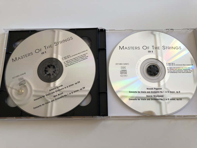  Master of the Strings / Yehudi Menuhin, David Oistrakh, Isaac Stern a.m.o. / Bach, Tartini, Drovák, Bruch, Paganini, Wieniawski / AUDIO 3 CD 2003 (4011222214836)