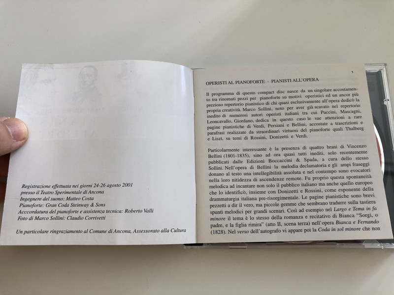 Bellini, Verdi, Thalberg, Liszt - Operisti Al Piano / Pianisti  All'Opera - Marco Sollini / pianoforte / Novecento Editrice Palermo / Bongiovanni / AUDIO CD 2001