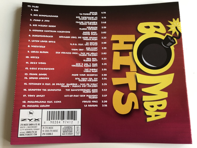 Bomba Hits / AUDIO CD 2000 / Jump & Joy, Scheunenrocker, Notis, Suzy Wong, Tony Sweat...any many more (090204974122)