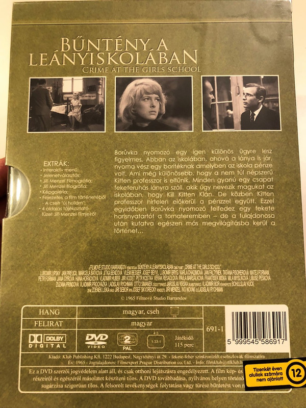 Crime at the Girls School (Zločin v dívčí škole) DVD 1965 Bűntény a leányiskolában / Directed by Jiří Menzel / Starring: Lubomír Lipsky, Jan Preucil, Marcela Batková, Jitka Bendová (5999545586917)