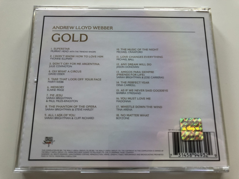  Andrew Lloyd Webber - Gold / AUDIO CD 2001 / The Definitive Hit Singles Collection (731458949329)