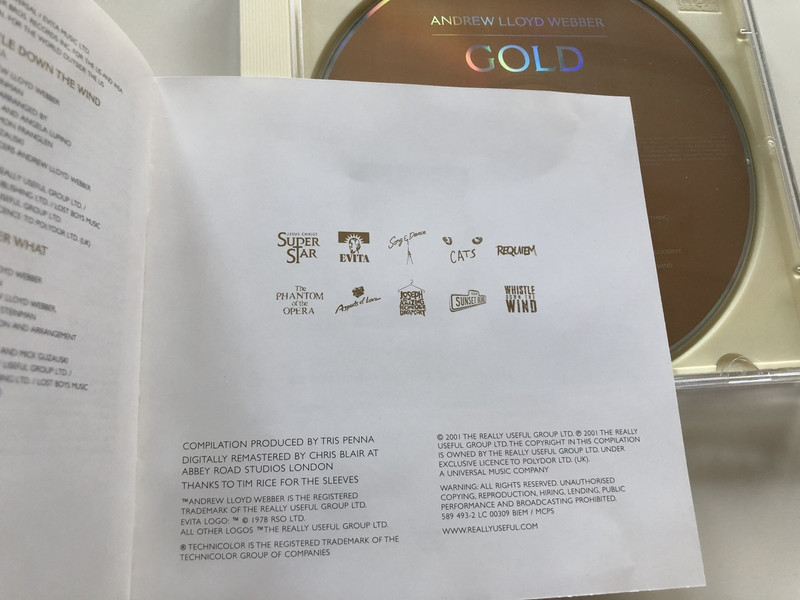  Andrew Lloyd Webber - Gold / AUDIO CD 2001 / The Definitive Hit Singles Collection (731458949329)