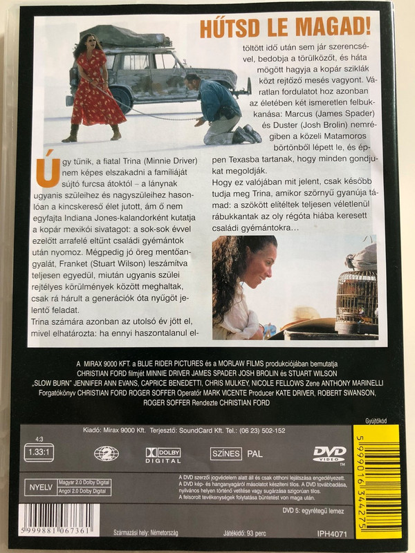 Slow Burn DVD 2000 Lassú Tűzön / Directed by Christian Ford / Starring: Minnie Driver, James Spader, Josh Brolin, Stuart Wilson (5999881067361)