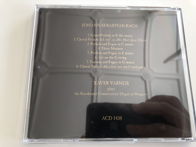 Xaver Varnus The legendary organist plays Bach / Audio CD 1994 / Great Prelude in E Flat Major / Prelude & Fugue in E minor / Fantasia & Fugue in G minor / Air on the G string / Recorded on the Kecskemét Conservatory Organ in Hungary / Aquincum Archive Ltd. / ACD 1438 (ACD-1438Bach)