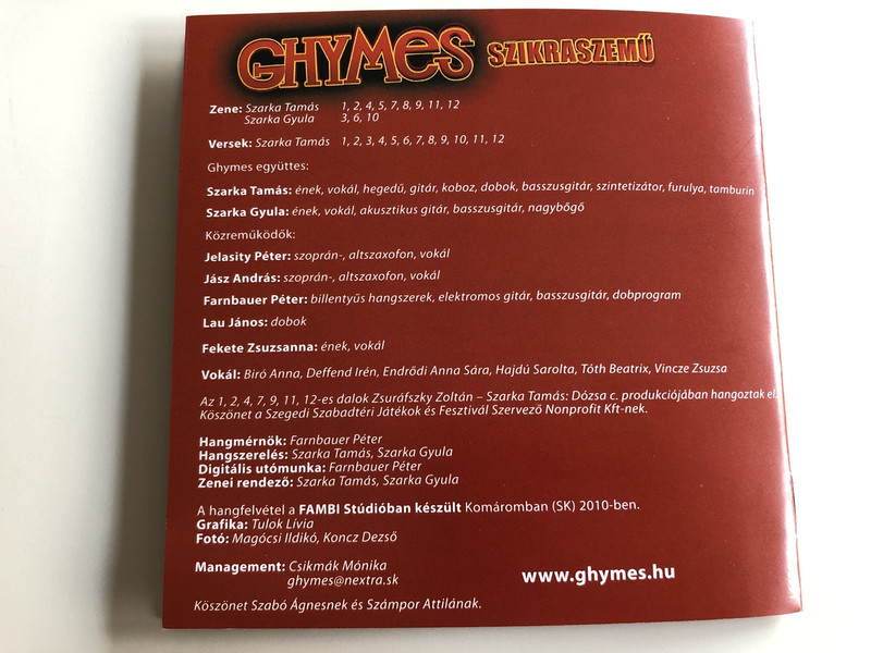 Ghymes - Szikraszemű (Spark-eyed) / Audio CD 2010 / Music directors Szarka Tamás, Szarka Gyula / Universal Music (602527529912)