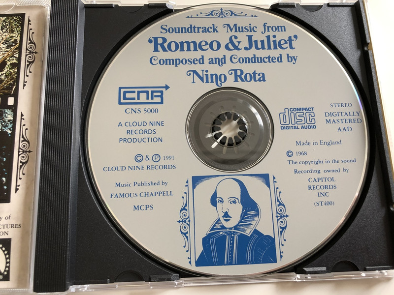 Romeo & Juliet - Soundtrack Music From Franco Zeffirelli's 1968 film / Audio CD 1991 / Composed and Conducted by Nino Rota / Cloud Nine Records (5014929500027)