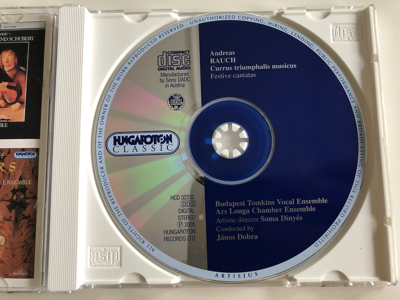 Andreas Rauch Currus triumphalis musicus - Festive Cantatas / Audio CD 2005 / Budapest Tomkins Vocal Ensemble / Ars Longa Chamber Ensemble / Conducted by János Dobra / Hungaroton Classic / HCD 32232 (5991813223227)
