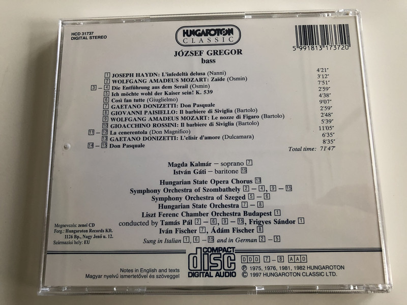 József Gregor: Haydn, Donizetti, Paisiello, Rossini ‎/ Buffo Arias And Duets József Gregor Bass / Hungaroton Classic ‎/ HCD31737 (5991813173720)