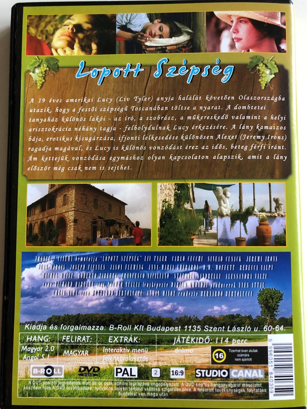 Stealing Beauty DVD 1996 Lopott szépség / Directed by Bernardo Bertolucci / Starring: Jeremy Irons, Liv Tyler, Sinéad Cusack, Jean Marais, Donal McCann, D. W. Moffett, Stefania Sandrelli, Rachel Weisz (5996051840359)
