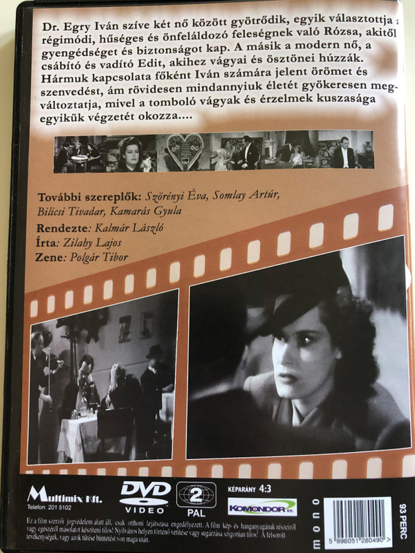 Halálos Tavasz DVD 1939 Deadly Spring / Directed by László Kalmár / Starring: Karády Katalin, Jávor Pál. / Zilahy Lajos regénye alapján (5996051280490)