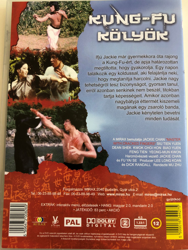 Master with Cracked Fingers (刁手怪招) DVD 1979 Kung-Fu kölyök / Directed by Mu Zhu / Starring: Jackie Chan, Siu Tien Yuen, Dean Shek (5996473008269)