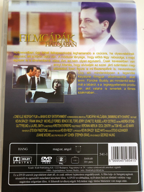 Swimming with Sharks DVD 1994 Filmcápák hálójában / Directed by George Haung / Starring: Kevin Spacey, Frank Whaley, Michelle Forbes, Benicio Del Toro (5999545585415)