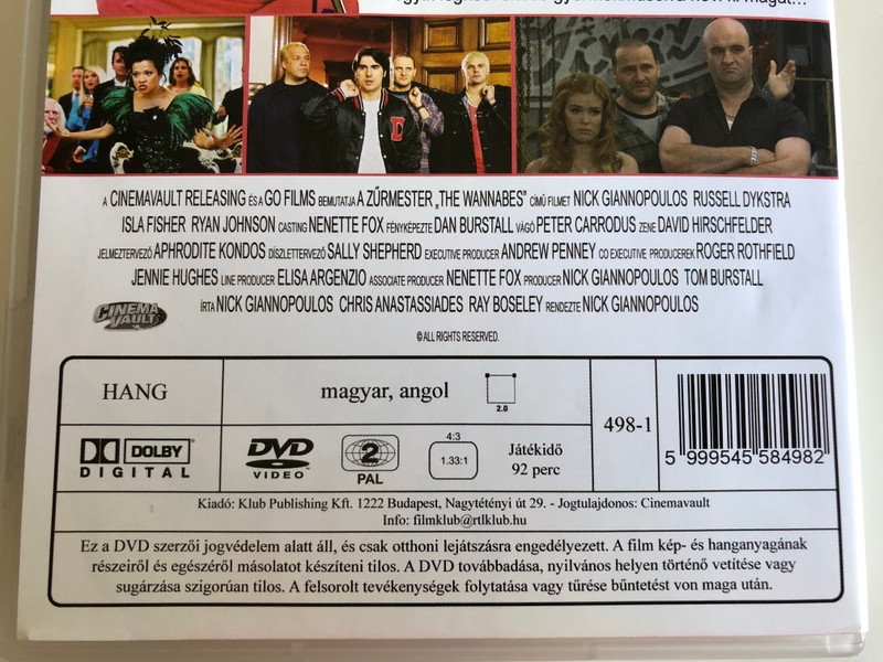 The Wannabes DVD 2003 A zűrmester / Directed by: Nick Giannopoulos / Starring: Nick Giannopoulos, Russel Dykstra, Isla Fisher, Ryan Johnson (5999545584982)