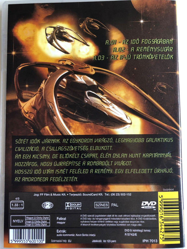 Gene Roddenberry's Andromeda DVD 2000 TV Series / Disc 1. / Written by Gene Roddenberry / Producers: Allan Eastman, Majel Barrett Roddenberry, Jay Firestone / Starring: Kevin Sorbo, Lisa Ryder, Keith Hamilton Cobb,Lexa Doig, Laura Bertram, Gordon Michael Woolvett (5999553600100)