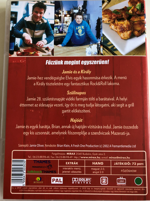 Oliver's Twist The Naked Chef DVD 2002 Jamie Oliver 5 a pucér szakács visszatér / Directed by Brian Klein / 3 episodes / Cooking with Jamie Oliver (5996473003035)