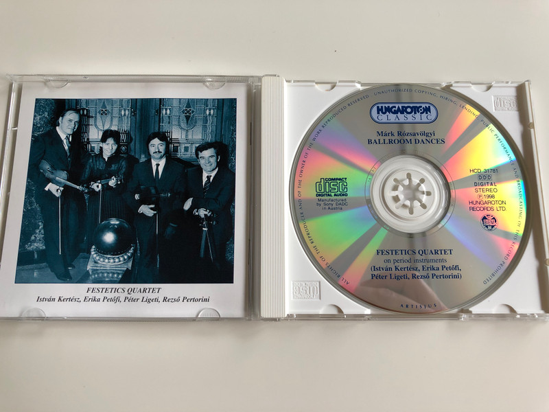 Rózsavölgyi Márk - Ballroom Dances / Festetics Quartet on period instruments / Audio CD 1998 / István Kertész Violin I, Erika Petőfi Violin II, Péter Ligeti Viola, Rezső Perotini cello / Hungaroton / HCD 31781 (5991813178121)