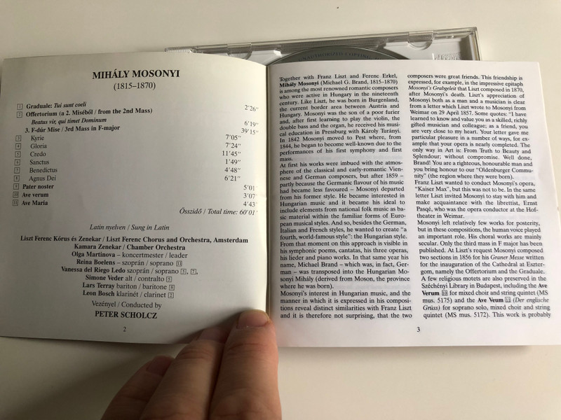 Mihály Mosonyi - Mass in F major / Graduale, Offertorium, Pater noster, Ave verum, Ave Maria / Liszt Ferenc Chorus and Orchestra - Amsterdam / Conducted by Peter Scholcz / Hungaroton / HCD 31826 (5991813182623)