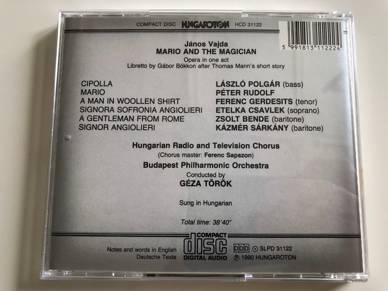 János Vajda - Márió és a Varázsló (Mario and The Magician) Opera in one act / Audio CD 1990 / Hungarian Radio and Television Chorus / Budapest Philharmonic Orchestra, Conducted by Géza Török / Hungaroton / HCD 31122 (5991813112224)