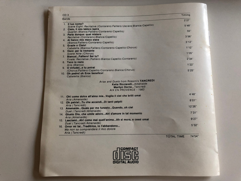 Rossini - Bianca E Falliero / Ricciarelli, Horne, Merritt / Pesaro 1986 / Legato Classics / Audio CD Box / 3 discs / LCD-138-3 