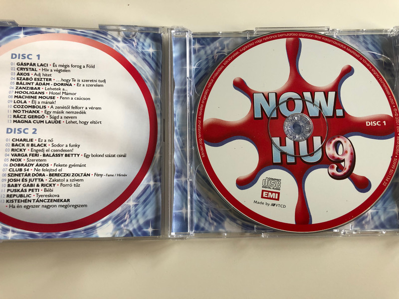 Now. Hu - A Legfrissebb hazai 9 / Dupla CD / Gáspár Laci, Crystal, Ákos, No Thanx, Zanzibar, Szabó Eszter, Hooligans, Nox, Lola, Magna Cum Laude / Audio CD 2007 / EMI (5099950113620)