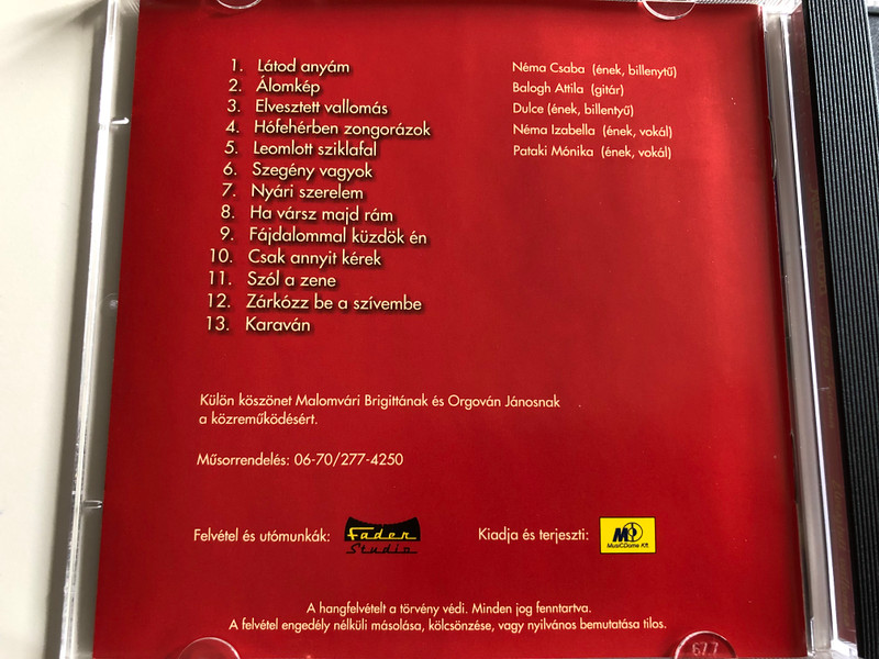 Néma Csaba és a Gypsy Paloma - Elvesztett vallomás / Hungarian Gypsy music / Audio CD 2007 / Music Dome / 0612MCD (5998175162706)