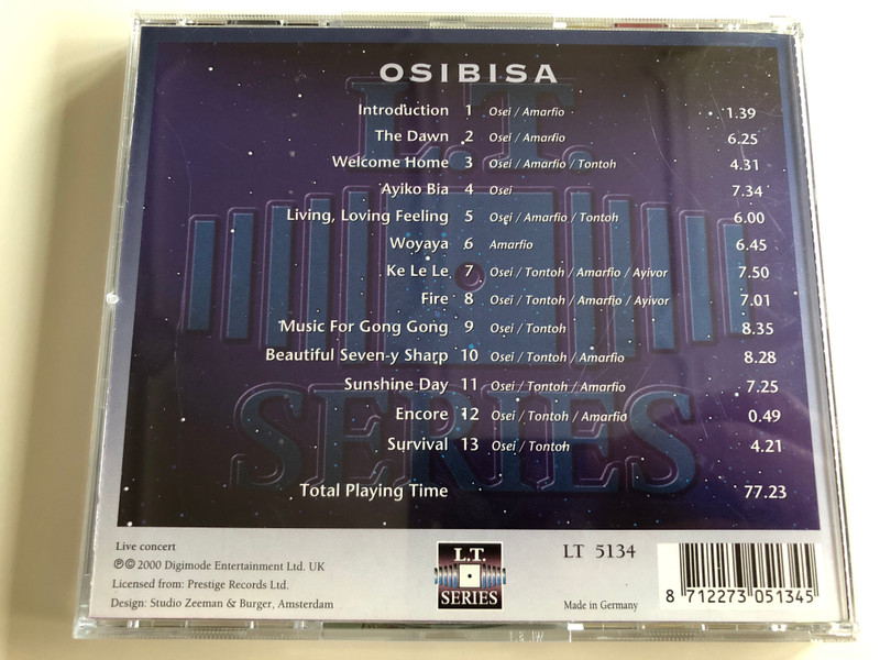 Osibisa - Sunshine Day / Live concert / Welcome Home, Ayiko Bia, Living, Loving Feeling, Fire, Encore, Survival / Audio CD 2000 / LT 5134 (8712273051345)