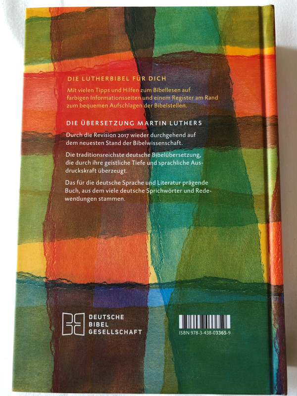 Luther Bibel für dich / Luther Bible for you / Deutsche Bibelgesellschaft / Mit Apocryphen / German language Bible Based on Martin Luther's Translation - 2017 revision with Apocryphal books / Bible Study helps, Reading plan, Page index, Color maps / Hardcover (9783438033659)