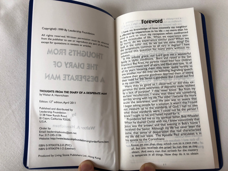Thoughts from the diary of a desperate man - a daily devotional by Walter A. Henrichsen / 12th Edition / Leadership foundation / Blue Pvc cover / 2011 (0970437420)