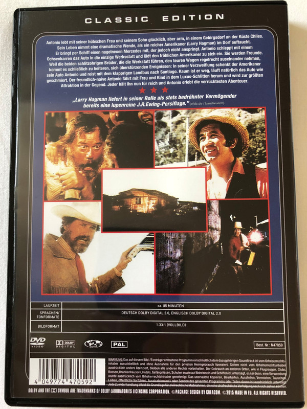 Wheels to Hell DVD 1973 Zwei himmlische Schlitzohren AKA Antonio / Directed by Claudio Guzman / Starring: Trini Lopez, Larry Hagman / Classic Edition (4049774470592)