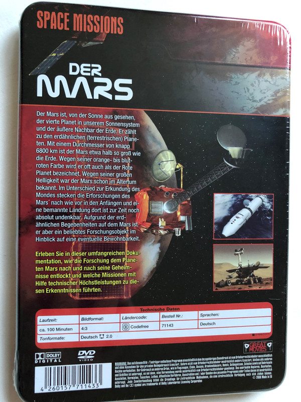 Space Missions - Der Mars - Die neue harausforderung der raumfahrt DVD 2008 Mars - The newest challenges of space travel / Metal box Special Edition / German language documentary (4260157711433)