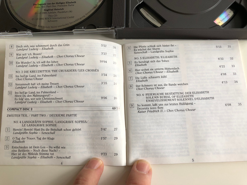 Franz Liszt - Die Legende von der Heiligen Elisabeth / Maria Szechowska, Doreen Millmann, Klaus Lapins, Istvan Bercewy / Frankfurter und Marburger Konzertchor, Hersfelder Festspielchor, Radio-Sinfonieorchester Warschau / Siegfried Heinrich / 2x Audio CD 1992 (099923129127)