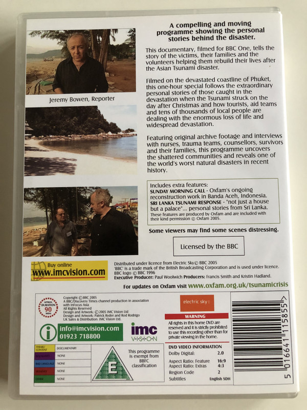 Tsunami - The Killer Wave BBC DVD 2005 / Executive Producer: Paul Woolwich / A compelling and moving documentary about the 2004 Asian Tsunami disaster / Reported by Jeremy Bowen (5016641115855)