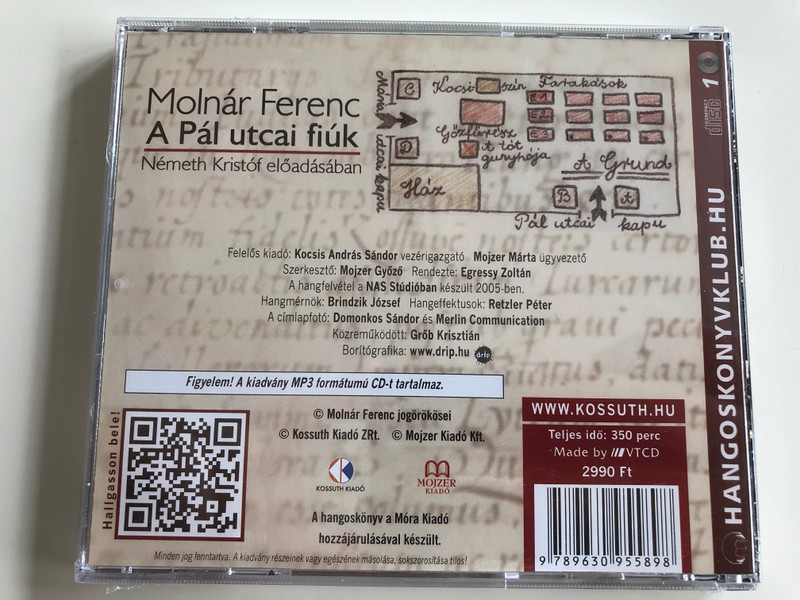 A Pál utcai fiúk by Molnár Ferenc / Mp3 Audio Book / The Paul Street Boys / Read by Németh Kristóf / Audio CD / Kossuth - Mojzer kiadó (9789630955898)