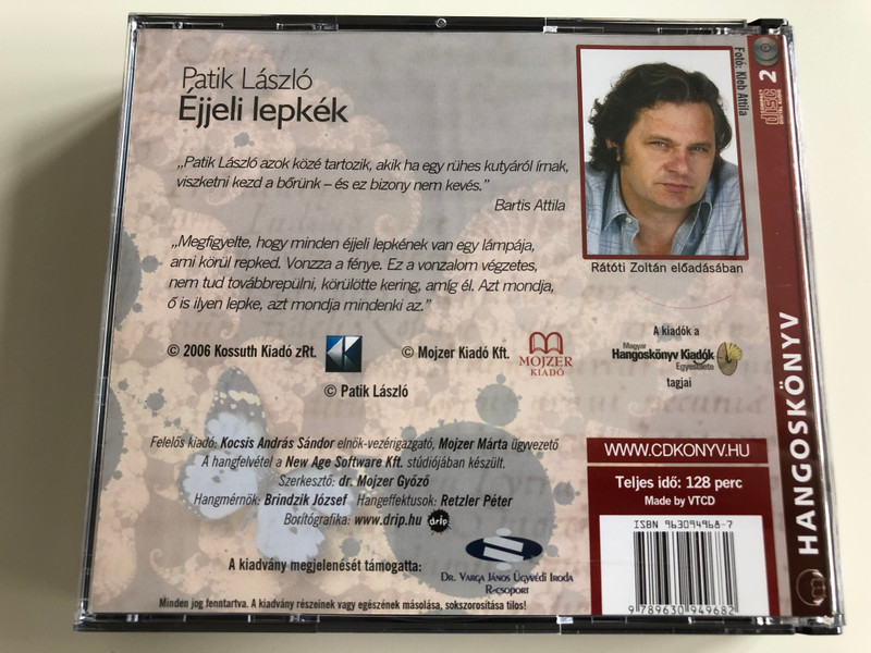 Patik László - Éjjeli lepkék / Read by Rátóti Zoltán / 2CD Audio Book 2006 / Kossuth - Mojzer kiadó (9789630949682)