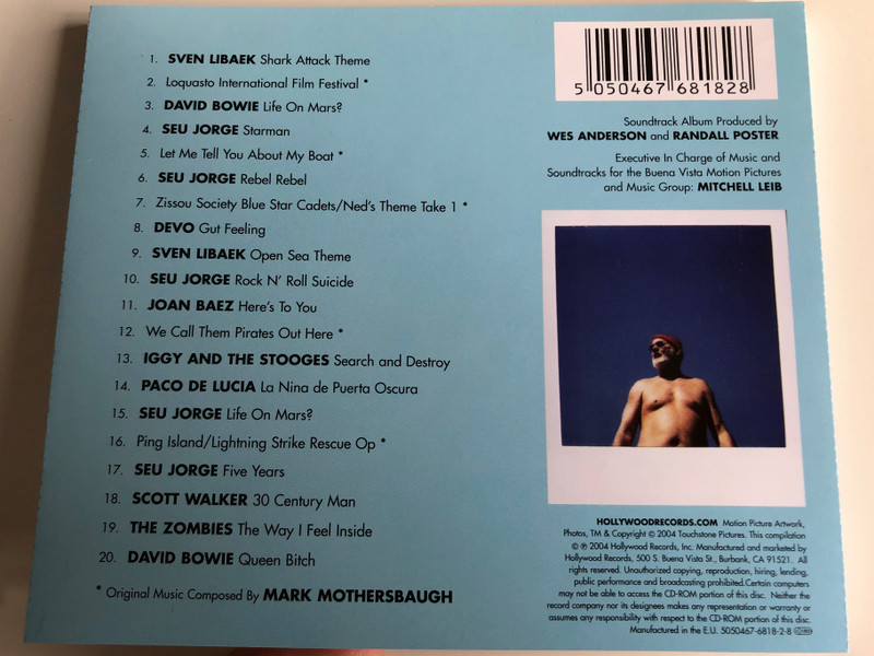 The Life Aquatic - Original Soundtrack with Steve Zissou / Music by Mark Mothersbaugh / Produced by Wes Anderson and Randall Poster / Audio CD 2004 (5050467681828)