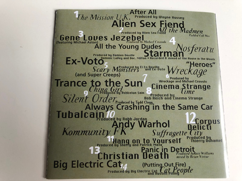 Goth Oddity / A Tribute to David Bowie ft. Alien Sex Fiend, Mission UK, Nosferatu, Christian Death Gene Loves Jezebel / Audio CD 1999 / Cleopatra records / CDM Gram 121  
