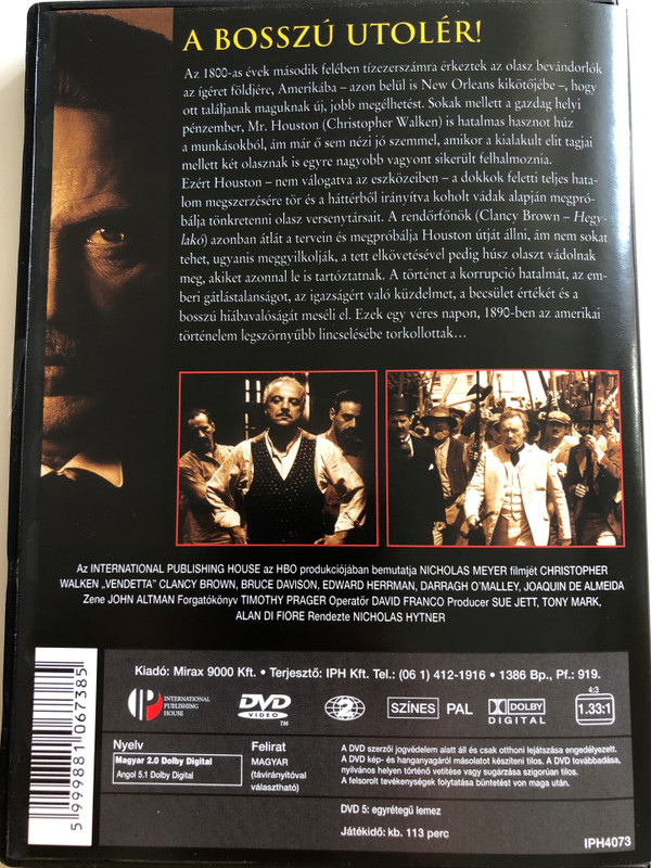 Vendetta DVD 1999 / Directed by Nicholas Hytner / Starring: Christopher Walken, Clancy Brown, Bruce Davison, Edward Herrman / Based on a true Story (5999881067385)