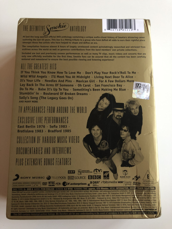 Smokie Gold 1975 - 2015 DVD 40th Anniversary Edition / The Definitive Smokie Anthology / All the Greatest Hits / TV Appearances from Around the World, Documentaries and interviews, Extensive Bonus Features / Sony Music / 3 DVD set (888750052193)