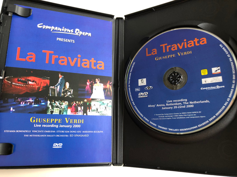 Companions Opera Präsentiert: La Traviata - Giuseppe Verdi / Live DVD 2000 / Stefania Bonfadelli, Vicente Ombuena Ettore, Kim Dong Kyu, Marianna Kulikova / Niederländische Balletorchester Unter Leitung von Ed Spanjaard (4028951891429)