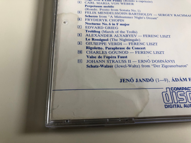 Piano Encores - Mozart - Weber - Grieg - Chopin - Liszt - Strauss / Jenő Jandó / Ádám Fellegi / Hungaroton White Label / HRC 135 / Audio CD 1989 (HRC135)