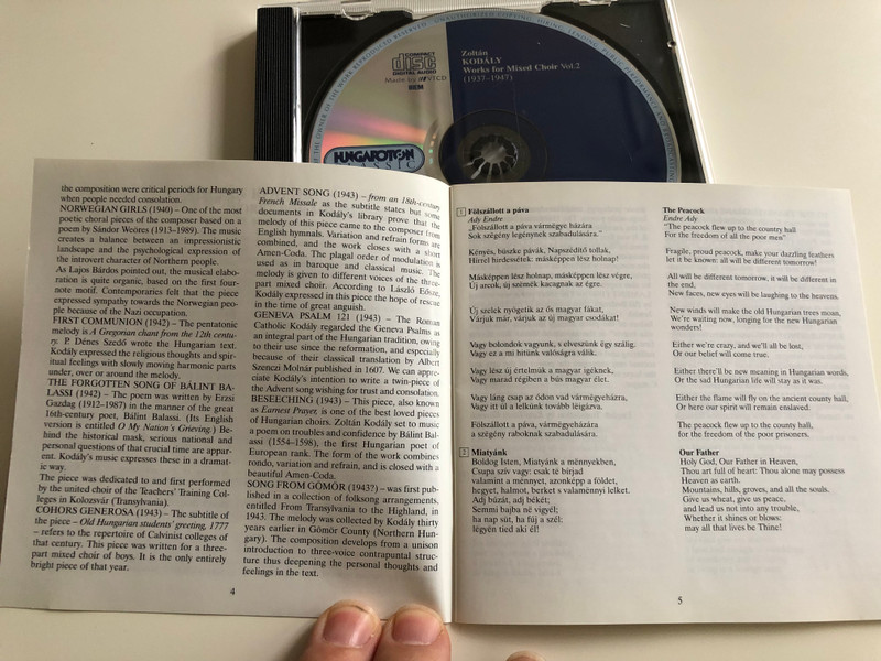 Kodály - Works for Mixed Choir Vol. 2 (1937-1947) / Debrecen Kodály Chorus / Conducted by Péter Erdei / Audio CD 2005 / HCD32365 / Hungaroton (5991813236524)
