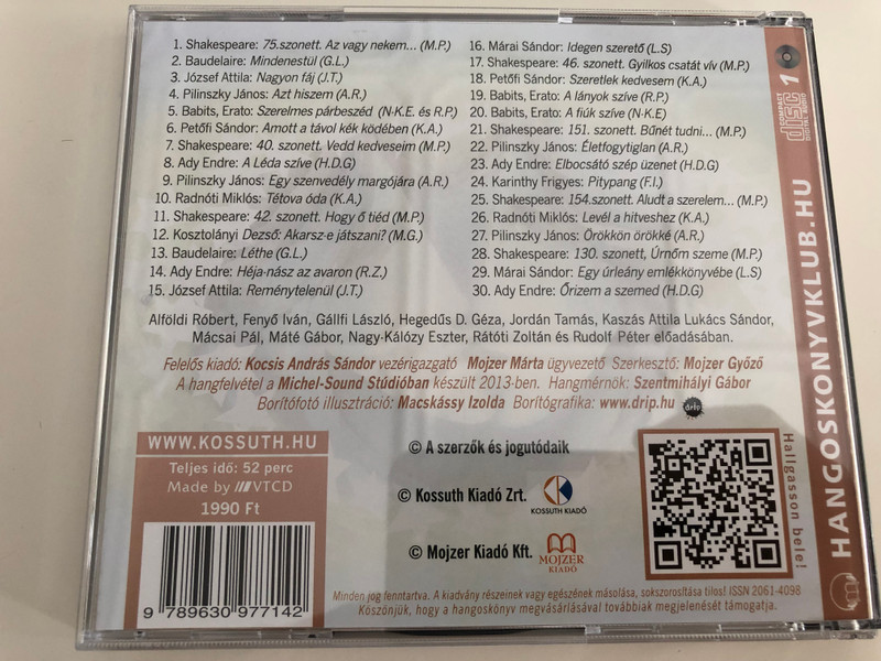 Az vagy nekem ... / Szerelmes versek / Hangzó líra / Hungarian Love Poetry / Audio CD 2013 / Kossuth-Mojzer (9789630977142)