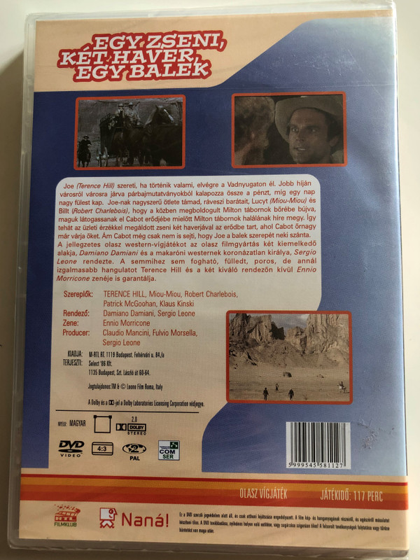 Un genio, due compari, un pollo DVD 1975 Egy zseni, két haver, egy balek / A Genius, Two Partners and a Dupe / TERENCE HILL classics / Directed by Damiano Damiani, Sergio Leone / Music Ennio Morricone / Starring: Terence Hill, Miou-Miou, Robert Charlebois (5999545581127