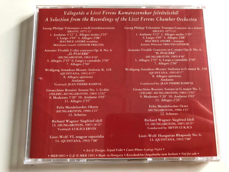 Liszt Ferenc Chamber Orchestra / Selection from the Recordings / Lead by János Rolla / MKB 0003 / Audio CD 1993 (MKB003)